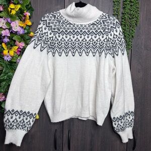 .!💙2/$40💙Amisu Fair Isle Turtle/Cowl Neck Pullover Sweater Size Large